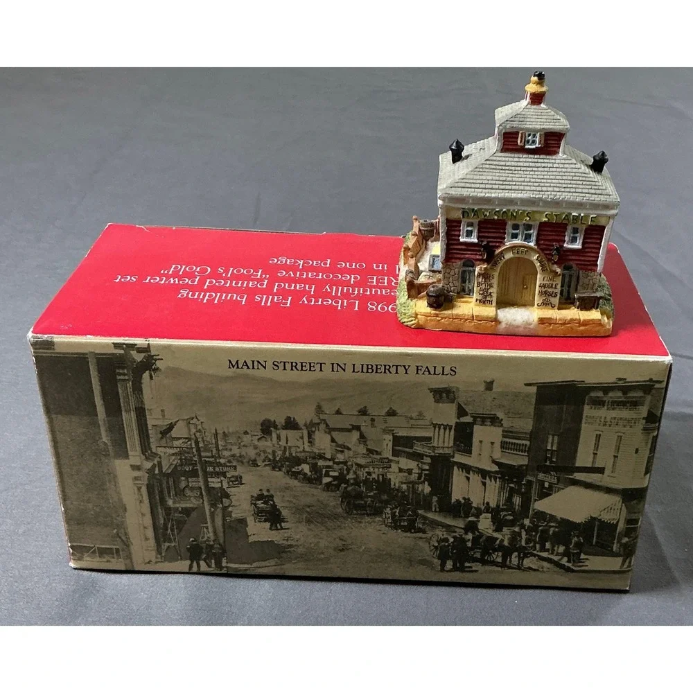Liberty Falls AH156 Dawson's Livery & Feed Stable Set with Pewter Figures